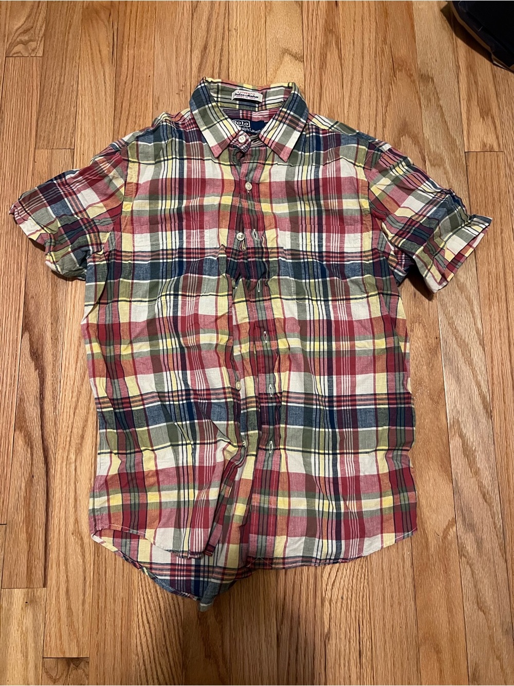 Polo by Ralph Lauren Red, Blue & Yellow Plaid Short-Sleeve Button-Down